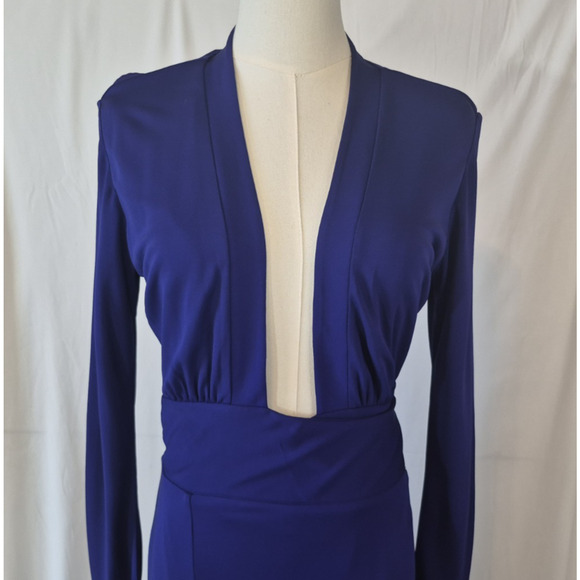 New w/Tags REISS Bailey-Jersey Cobalt Blue Plunge Neck Maxi Dress US 6 RT $475 - Picture 6 of 14